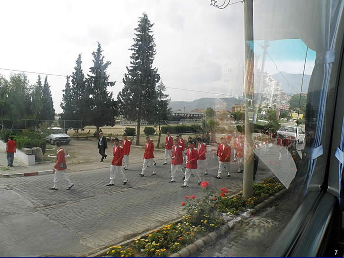 Marching group of youth in Alasehir Turkey
