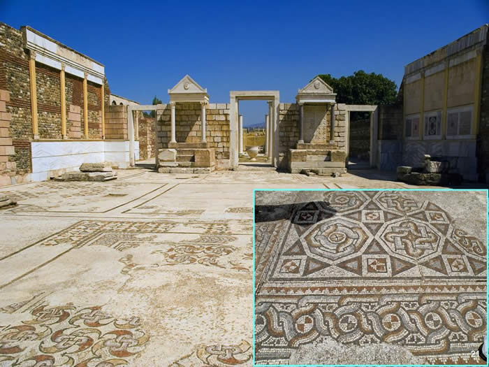 Mosaic floor in synagogue at ancient Sardis